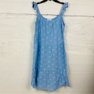 4OUR DREAMERS Light Blue Embroidered white floral cotton midi dress size medium